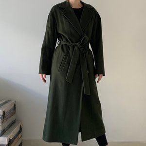 Green oversized double-breasted dropped shoulder wool coat